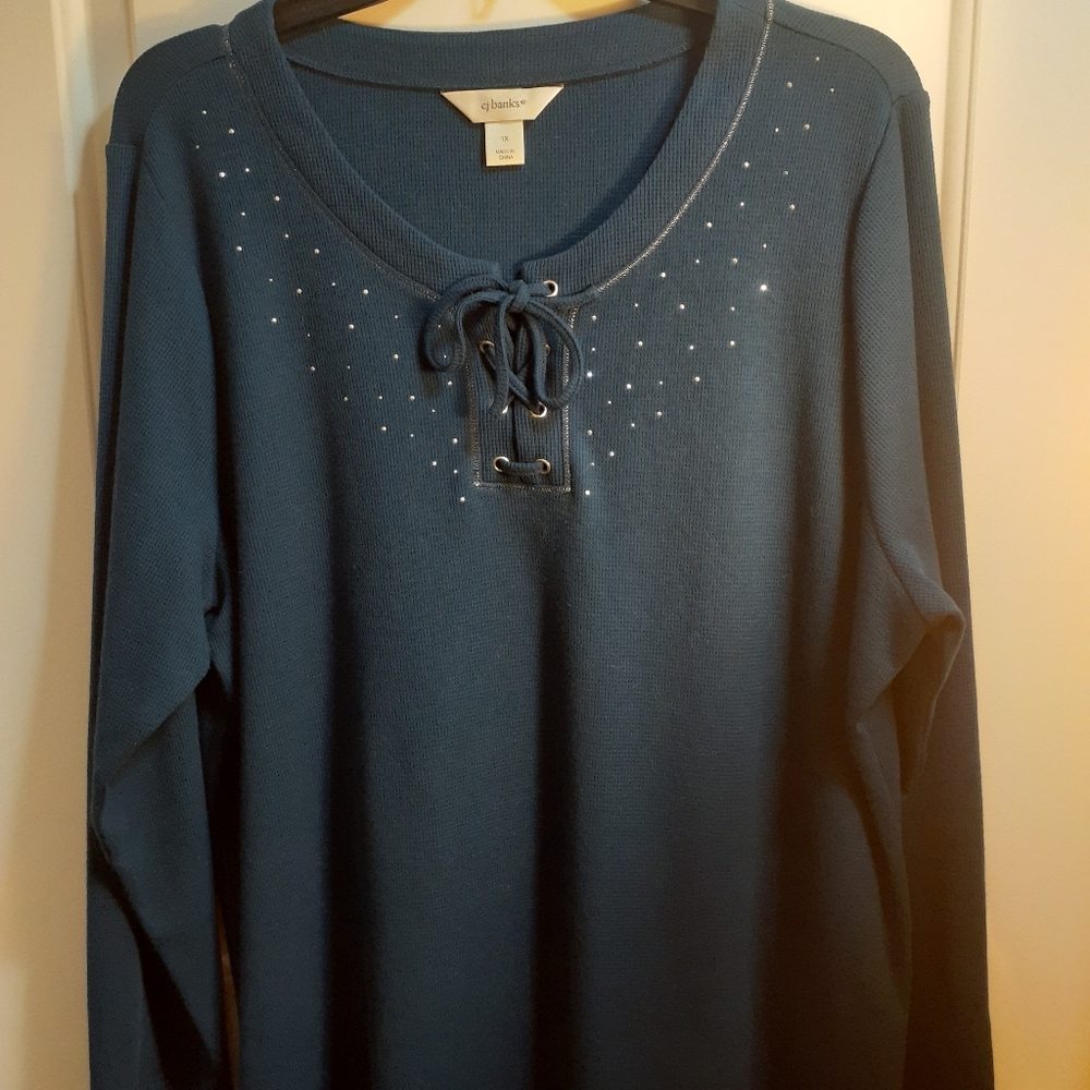 CJ Banks, XL blue pullover